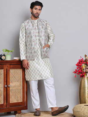 Jompers Men Kurta Pyjama Ethnic Jacket Set