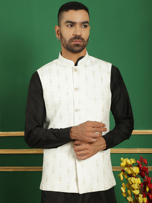 ANOUK Sleeveless Self Design Men Jacket