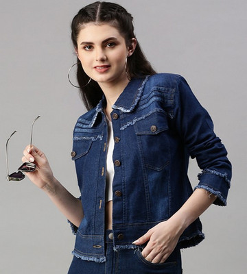 VOGATI Full Sleeve Printed Women Denim Jacket