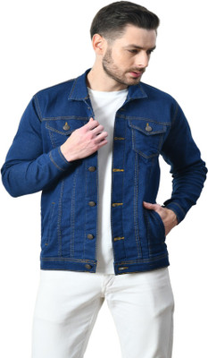 Flaring Full Sleeve Solid Men Denim Jacket