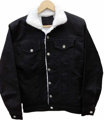 HIBOK Full Sleeve Solid Men Denim Jacket