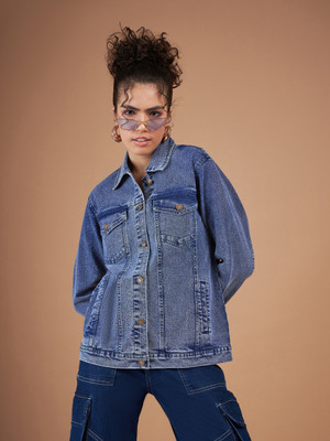 SASSAFRAS Full Sleeve Dyed/Ombre Women Denim Jacket