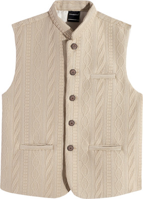 Charchit Sleeveless Self Design Boys Jacket