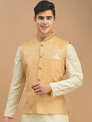 HOUSE OF DEYANN Sleeveless Woven Design Men Jacket