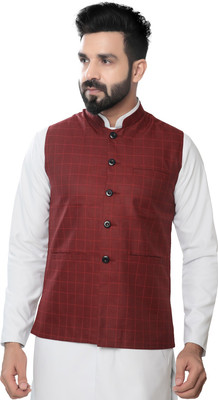 Click One Sleeveless Checkered Men Jacket