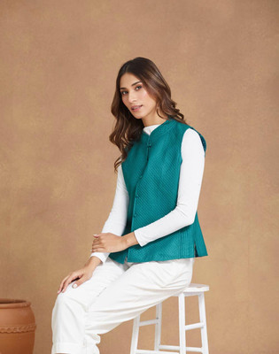 Fabindia Sleeveless Woven Design Women Jacket