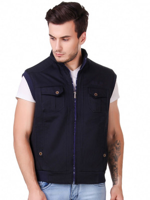 VOXXATI Sleeveless Solid Men Jacket