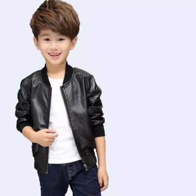 Leather Retail 3/4th Sleeve Solid Boys Jacket