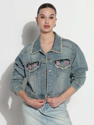 SHOWOFFFF Full Sleeve Solid Women Denim Jacket