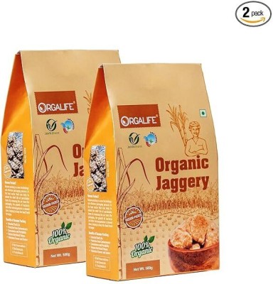 ORGALIFE Sugarcane Hard Jaggery | 500g | Pack of 2 | Organic Jaggery Block Jaggery(1 kg, Pack of 2)