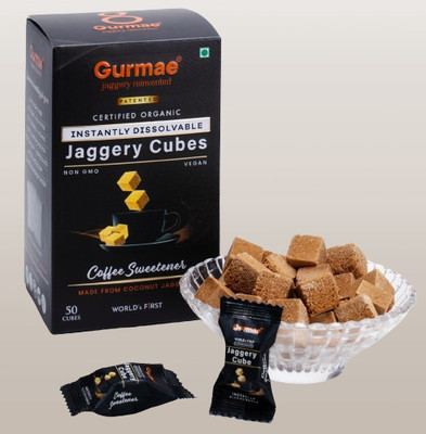 Gurmae Organic Instant Dissolvable Jaggery Cubes Pure Gur/Gud Sugar Substitute(50 Cube) Cubes Jaggery(250 g)