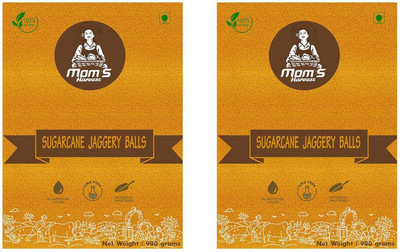 MOM'S HARVEST Sugarcane Jaggery Balls Gur / Vellam Pack of 2, 900g Each Natural Sweetener Block Jaggery(1800 g)