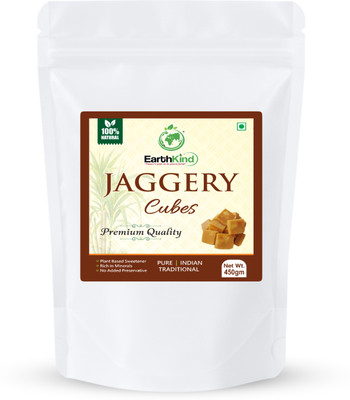 Earthkind Jaggery Cubes | Pure, Natural & Unrefined | Desi Traditional Sweetener Cubes Jaggery(450 g)