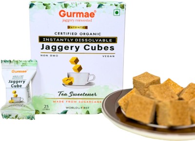 Gurmae Organic Instantly Dissolvable Jaggery Cubes Gur/Gud Tea Sweetener (25 Cubes) Cubes Jaggery(125 g)