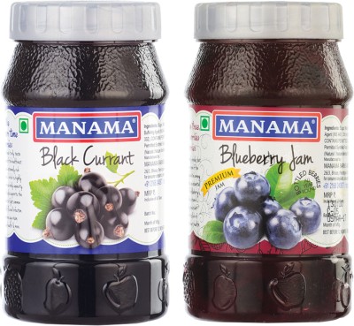 MANAMA Blueberry Jam and Black Currant Jam 500 g(Pack of 2)