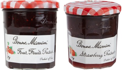 Bonne Maman Four Fruit Preserve & Strawberry Preserve Jam Combo 370 g(Pack of 2)