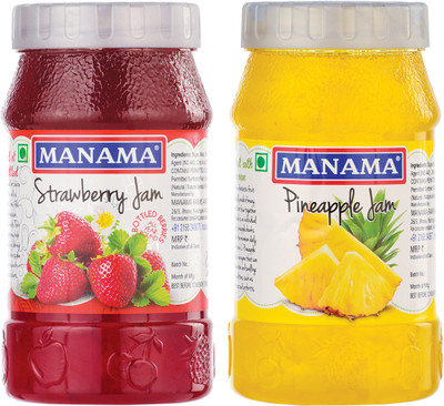 MANAMA Strawberry Jam and Pineapple Jam(500 g, Pack of 2)