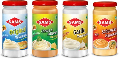 sams Veg Garlic, Cheese, Jalapeno and Schezwan Mayonnaise Spreads and Dips Each 250 g(Pack of 4)