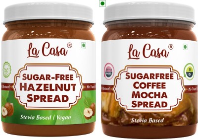 La Casa Sugar-Free Hazelnut Spread and Coffee Mocha Spread | Stevia Based(700 g, Pack of 2)