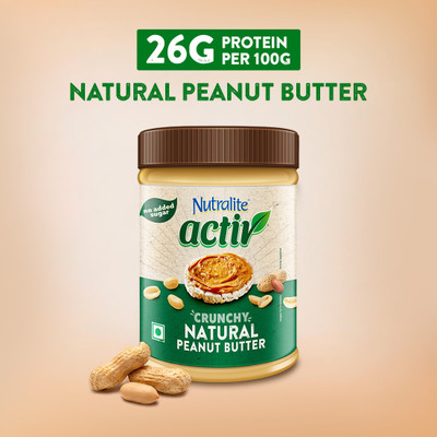 Nutralite Activ Peanut Butter, Natural Crunchy, 26g Protein per 100g,(1 kg)