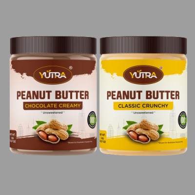 YUTRA High Protein Peanut Butter CHOCOLATE CREAMY 1kg and CLASSIC CRUNCHY 1kg COMBO 2 kg(Pack of 2)