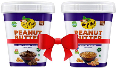 Dr. P Nut DR.P NUT COMBO PACK Chocolate Smooth and Crunchy Jaggery(1 g, Pack of 2)