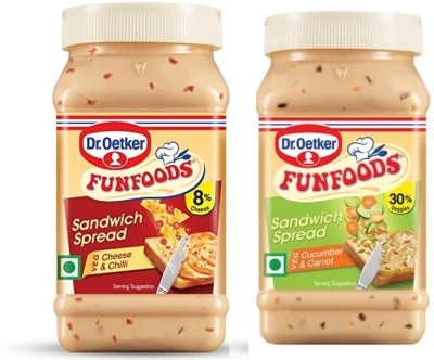 FUN FOOD Cheese and Chilli Sandwich Spread 250g & Sandwich Spread Cucumber Carrot 250g 500 g(Pack of 2)