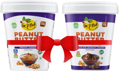 Dr. P Nut DR.P NUT COMBO PACK OF CHOCOLATE CRUNCHY AND SMOOTH JAGGERY(1 g, Pack of 2)