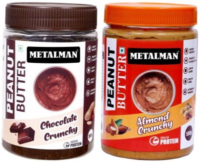 METALMAN Peanut Butter Chocolate Crunchy & Almond Crunchy | 26g Protein 1000 g(Pack of 2)