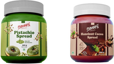 mavee's Pistachio & Hazelnut Spread Paste - Premium Toppings, Baking Solutions(300 g, Pack of 2)