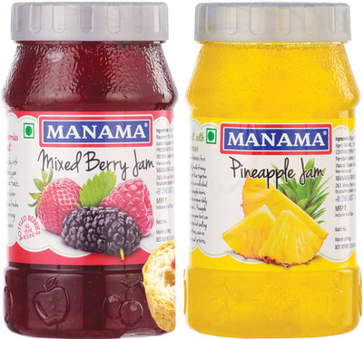 MANAMA Mixed Berry Jam and Pineapple Jam(500 g, Pack of 2)