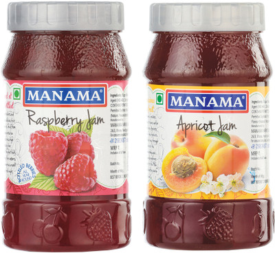 MANAMA Raspberry Jam and Apricot Jam(500 g, Pack of 2)