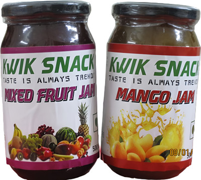 kwik snack COMBO PACK OF MIXED FRUIT JAM & MANGO JAM(1000 g, Pack of 2)