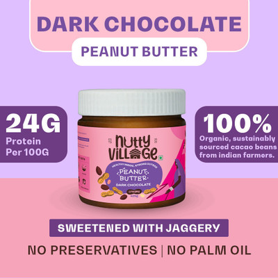 Nutty Village Creamy Dark Chocolate Peanut Butter| Gluten Free, No Preservatives(425 g)