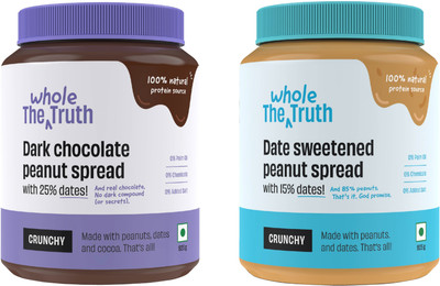 The Whole Truth - Peanut Butter with Dates + Dark Chocolate - SUPER SAVER - Crunchy Combo -(1.85 kg, Pack of 2)