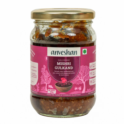 Anveshan Pure Mishri |Sun-Cooked Rose Petal Jam|Holi Thandai Mix(300 g)