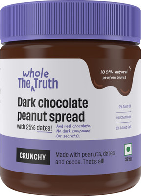 The Whole Truth Dark Chocolate Peanut Butter - Crunchy | No Added Sugar | High Protein(325 g)