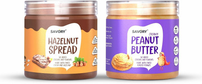 Savory Combo of Tasty Chocolate Hazelnut Spread + Creamy Peanut Butter | 400g Each |(800 g, Pack of 2)