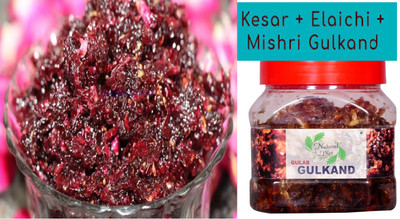 Natural Diet Damask Rose Gulkand Gulab Gulkand with Kesar & Elaichi Fresh Homemade Handmade(400 g)