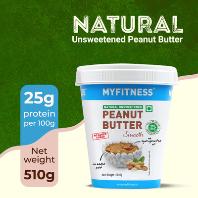 MYFITNESS All Natural Unsweetened Peanut Butter Smooth(510 g)