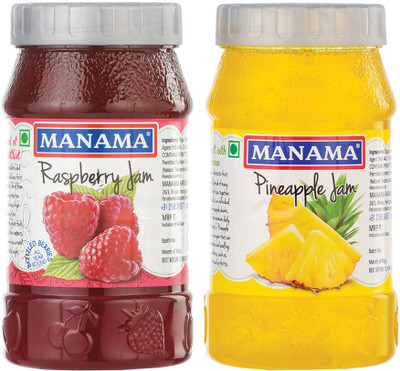 MANAMA Raspberry Jam and Pineapple Jam(500 g, Pack of 2)