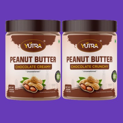 YUTRA High Protein Peanut Butter CHOCOLATE CREAMY 500g & CHOCOLATE CRUNCHY 500g COMBO 1 kg(Pack of 2)