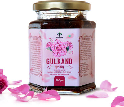 Vanalaya Natural Organic Gulkand Prepared Using Damask Rose Enhanced with Cardamon(300 g)