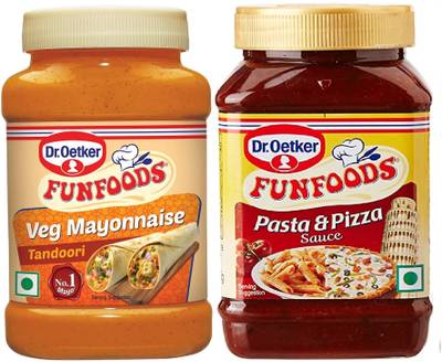 FUNFOODS VEG MAYONNAISE TANDOORI & PASTA & PIZZA SAUCE (245+325 G) 570 GM PACK OF 2 570 g