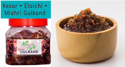 Natural Diet Damask Rose GulkandHandmade Fresh Homemade Gulab Gulkand with Kesar & Elaichi(400 g)