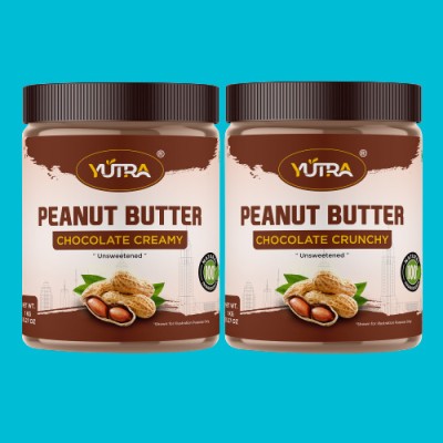 YUTRA High Protein Peanut Butter CHOCOLATE CRUNCHY 1kg and CHOCOLATE CREAMY 1kg COMBO 2 kg(Pack of 2)