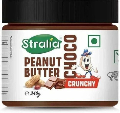 STRALIA Chocolate Peanut Butter Crunchy 340gram, Natural Protein Rich, Roasted Peanuts(340 g)