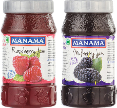 MANAMA Raspberry Jam and Mulberry Jam(500 g, Pack of 2)