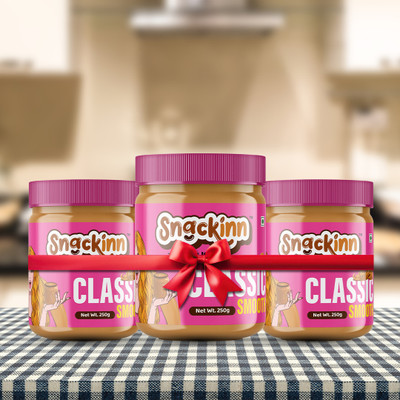 snackinn CLASSIC SMOOTH Peanut Butter Combo Pack | 3 Jars 250g Each(750 g, Pack of 3)
