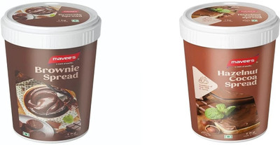 mavee's Brownie & Hazelnut Cocoa Spread Paste - Premium Toppings, Baking Solutions(1 kg, Pack of 2)